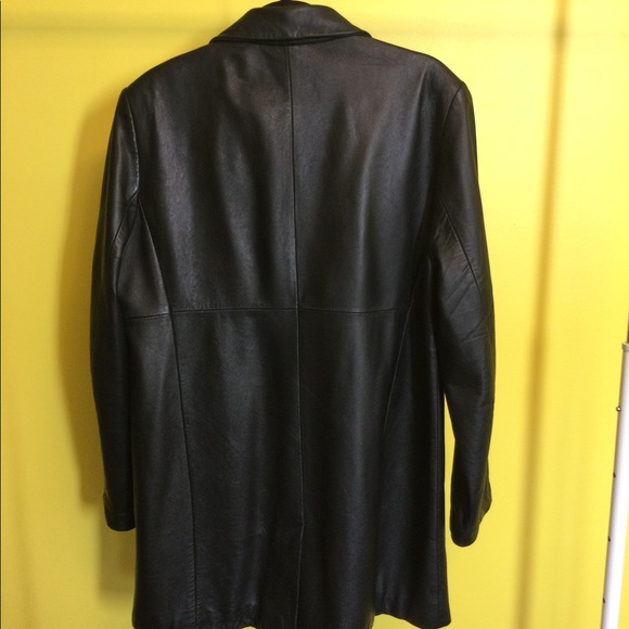 L Croft & Barrow black lambskin leather coat - Picture 3 of 16